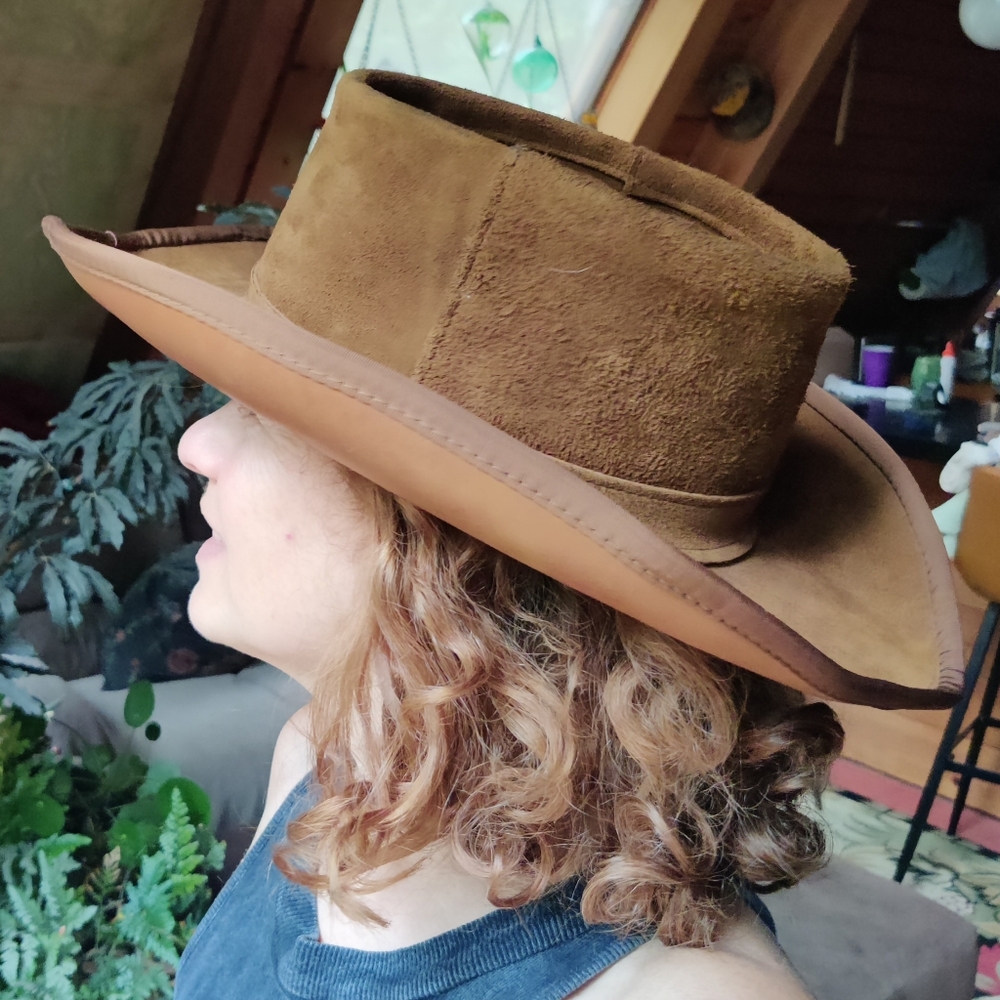 Vintage Henschel Skullys Western Hat XL Cowboy Suede Leather USA Union Tag Ranch